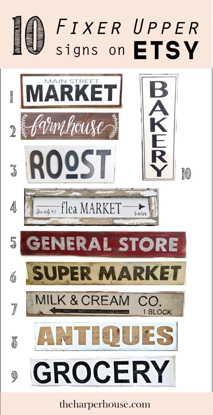 F I X E R U P P E R style signs on Etsy like Joanna Gaines uses and where to find them | The Harper House
