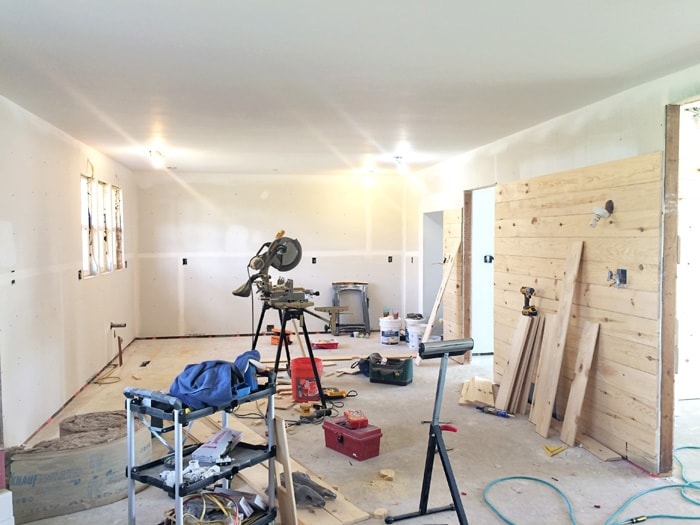 R E A L shiplap walls going up at the flip house | The Harper House