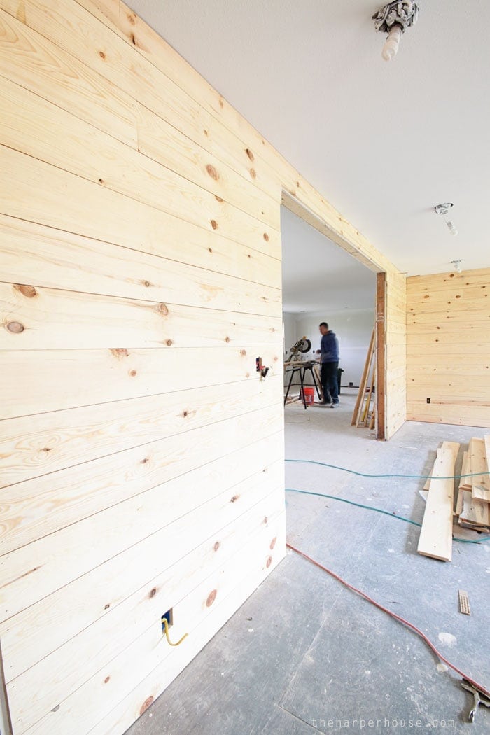 R E A L shiplap walls going up at the flip house | The Harper House